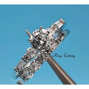 Diamond Wedding Ring Set Engagement Ring #6 size 6,7,8,9,10 925/14K